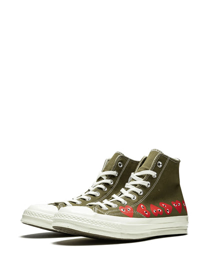 CONVERSE X COMME DES GARCONS PLAY Chuck High Multi Heart Khaki NO BOX