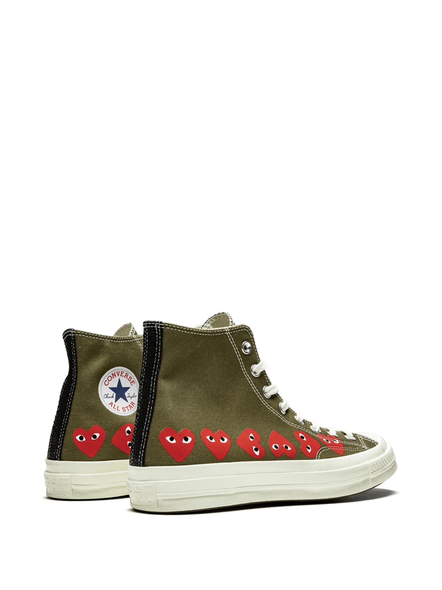 CONVERSE X COMME DES GARCONS PLAY Chuck High Multi Heart Khaki NO BOX