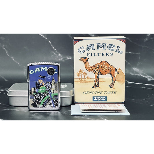 Joe Camel Moon & Motorcycle Zippo Lighter Vintage 1996 - Tin - 504 - Brand New