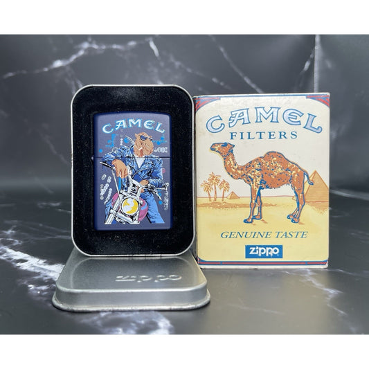 VTG 1996 Joe Camel "Midnight Blue" Matte Zippo Lighter - XII New Old Stock