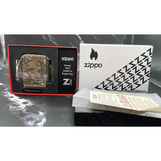 Zippo Armor 360° MultiCut Steampunk Skull - Antique Brass - New In Box (29268)