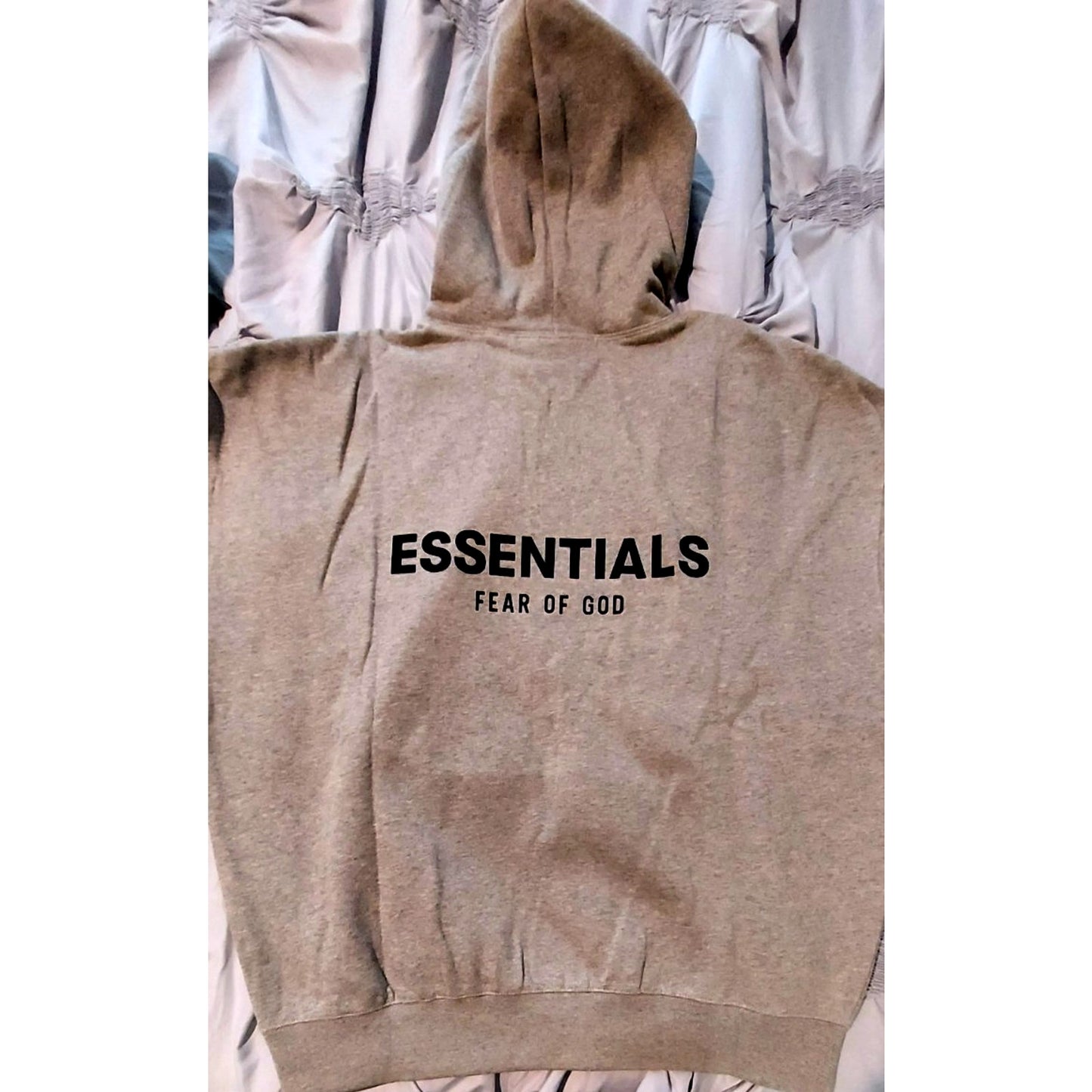 Essential Fear of God 2 Sided Logo Pullover Dark Oatmeal Hoodie Size L