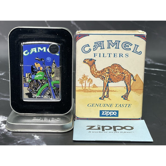 Vintage 1996 Joe Camel Motorcycle Zippo Lighter – New Old Stock (NOS)