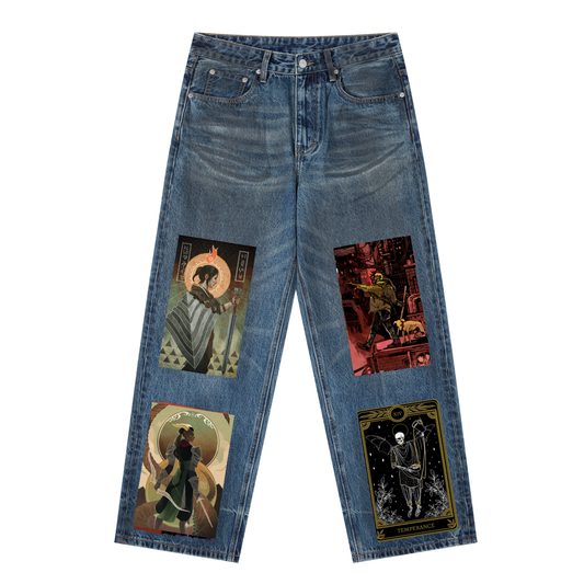 Vintage Wash Baggy Denim Jeans