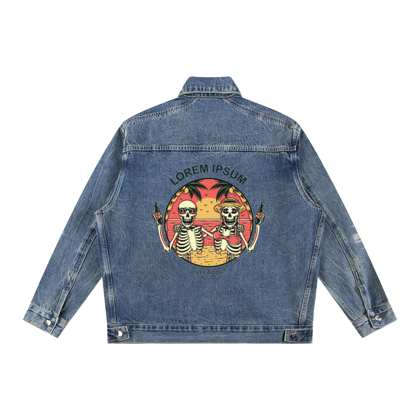 Vintage Wash Zip Up Denim Jacket