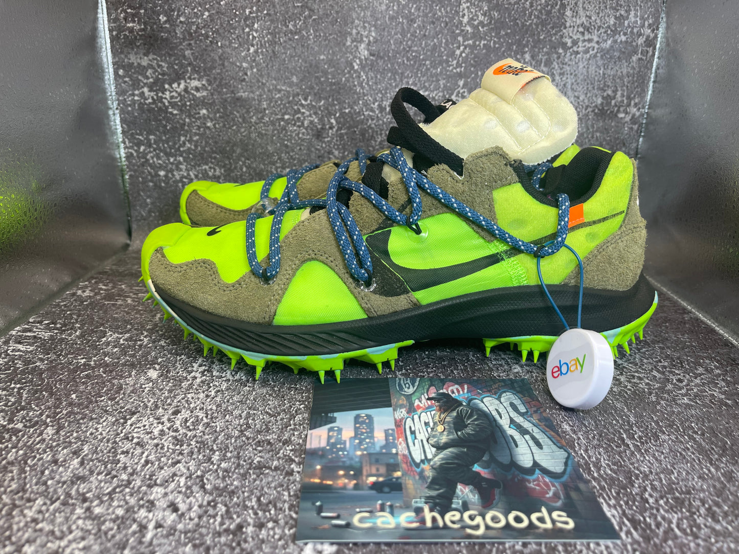 Nike Zoom Terra Kiger 5 x Off-White Electric Green / Black CD8179-300 - Size 8 (No Box)