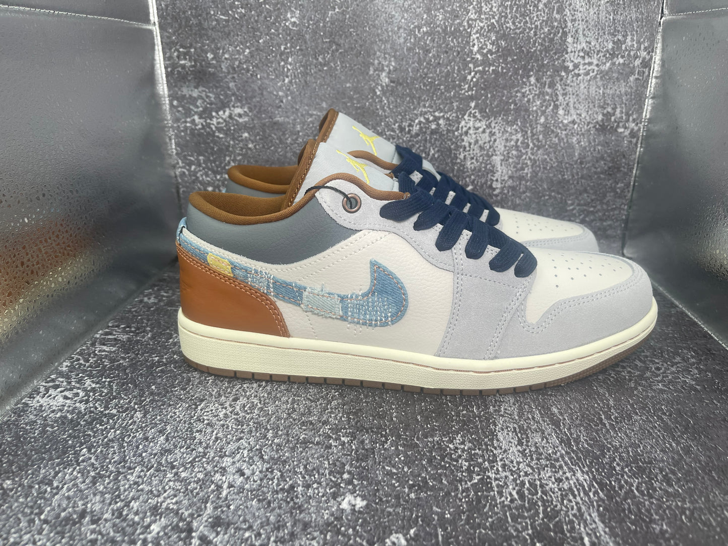Air Jordan 1 SE Low 'Repaired Denim Swoosh' Men's Sneakers