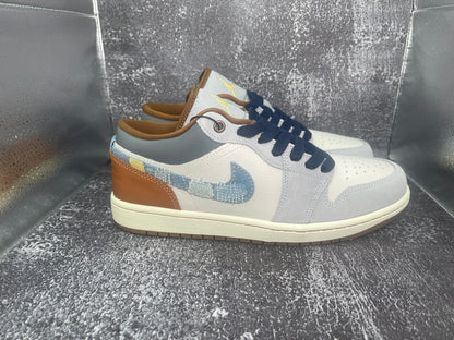 Air Jordan 1 SE Low 'Repaired Denim Swoosh' Men's Sneakers