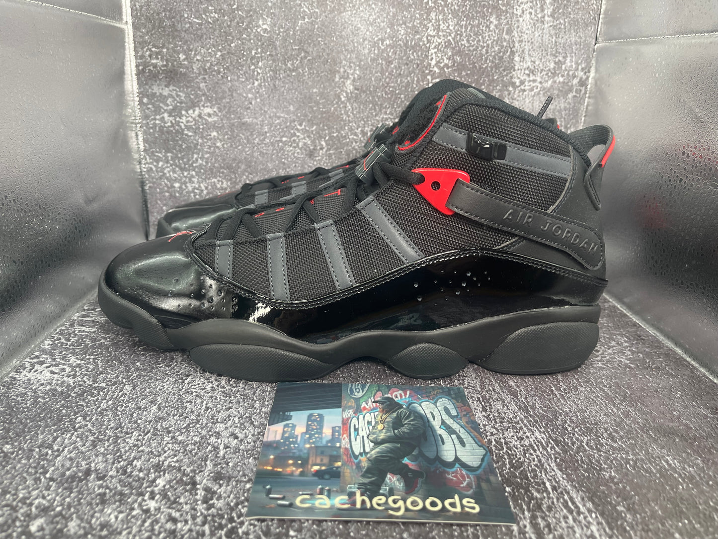 Air Jordan 6 Rings 'Fire Red' Men's Sneakers - Black/Red