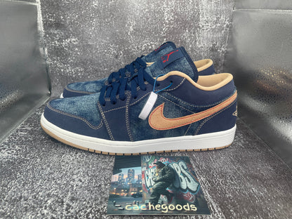 Air Jordan 1 Low SE 'Denim' Men's Sneakers - Navy Blue/Tan