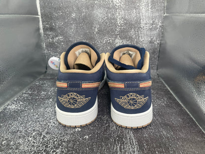 Air Jordan 1 Low SE 'Denim' Men's Sneakers - Navy Blue/Tan