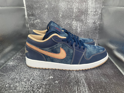 Air Jordan 1 Low SE 'Denim' Men's Sneakers - Navy Blue/Tan