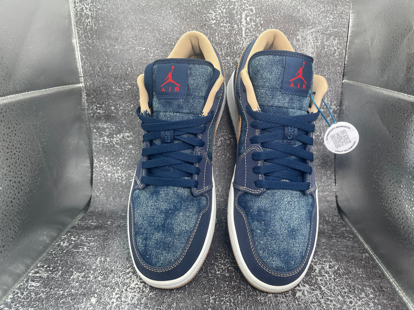Air Jordan 1 Low SE 'Denim' Men's Sneakers - Navy Blue/Tan