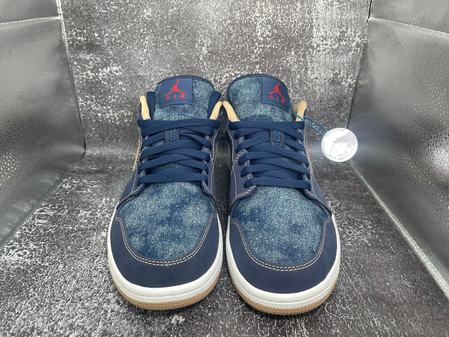 Air Jordan 1 Low SE 'Denim' Men's Sneakers - Navy Blue/Tan