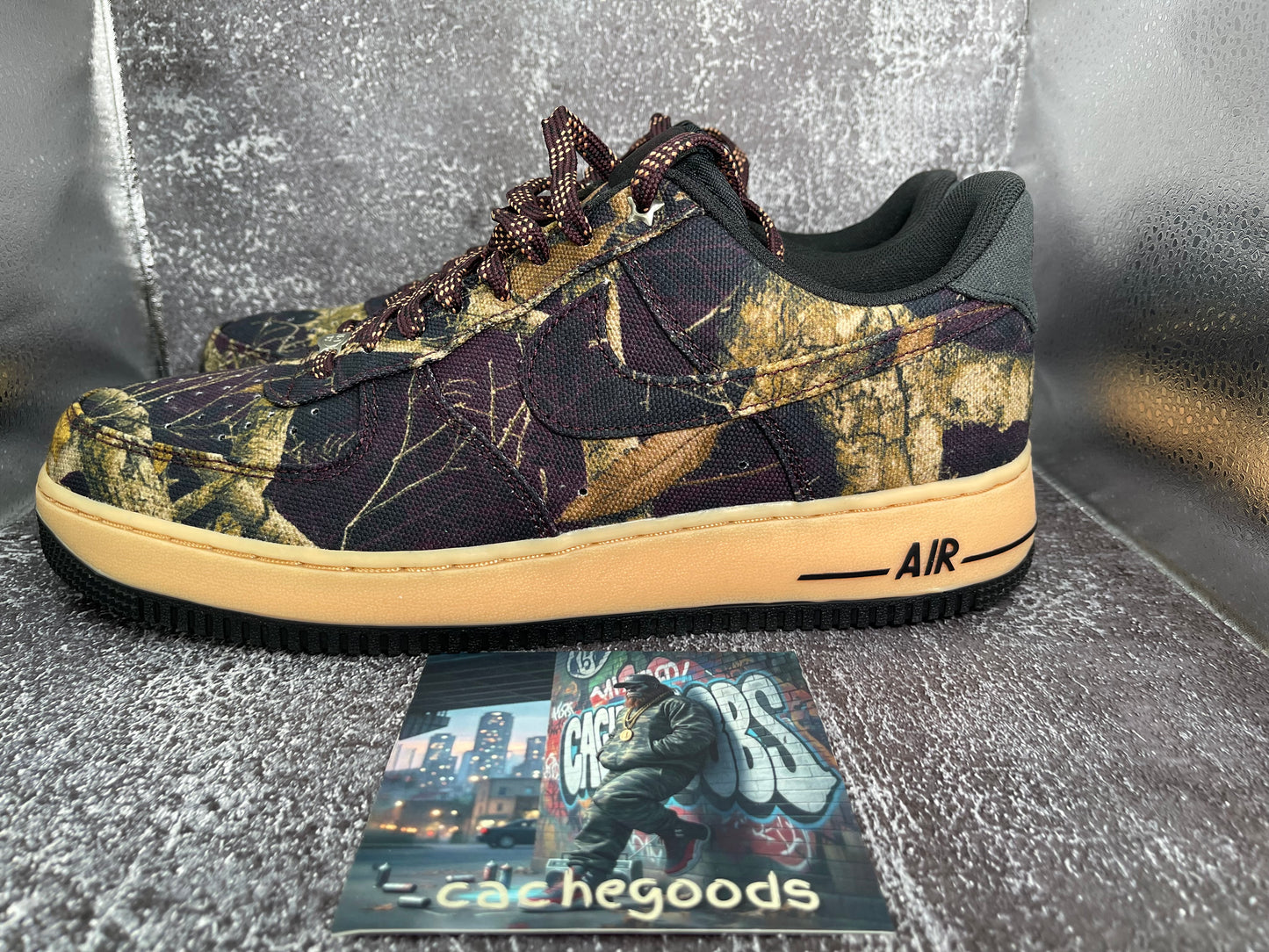 Nike Air Force 1 '07 RealTree 'Black/Gum Yellow' Men's Sneaker