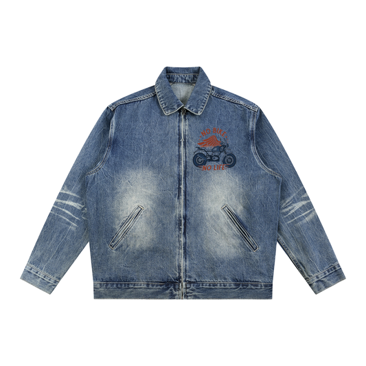 Vintage Wash Zip Up Denim Jacket