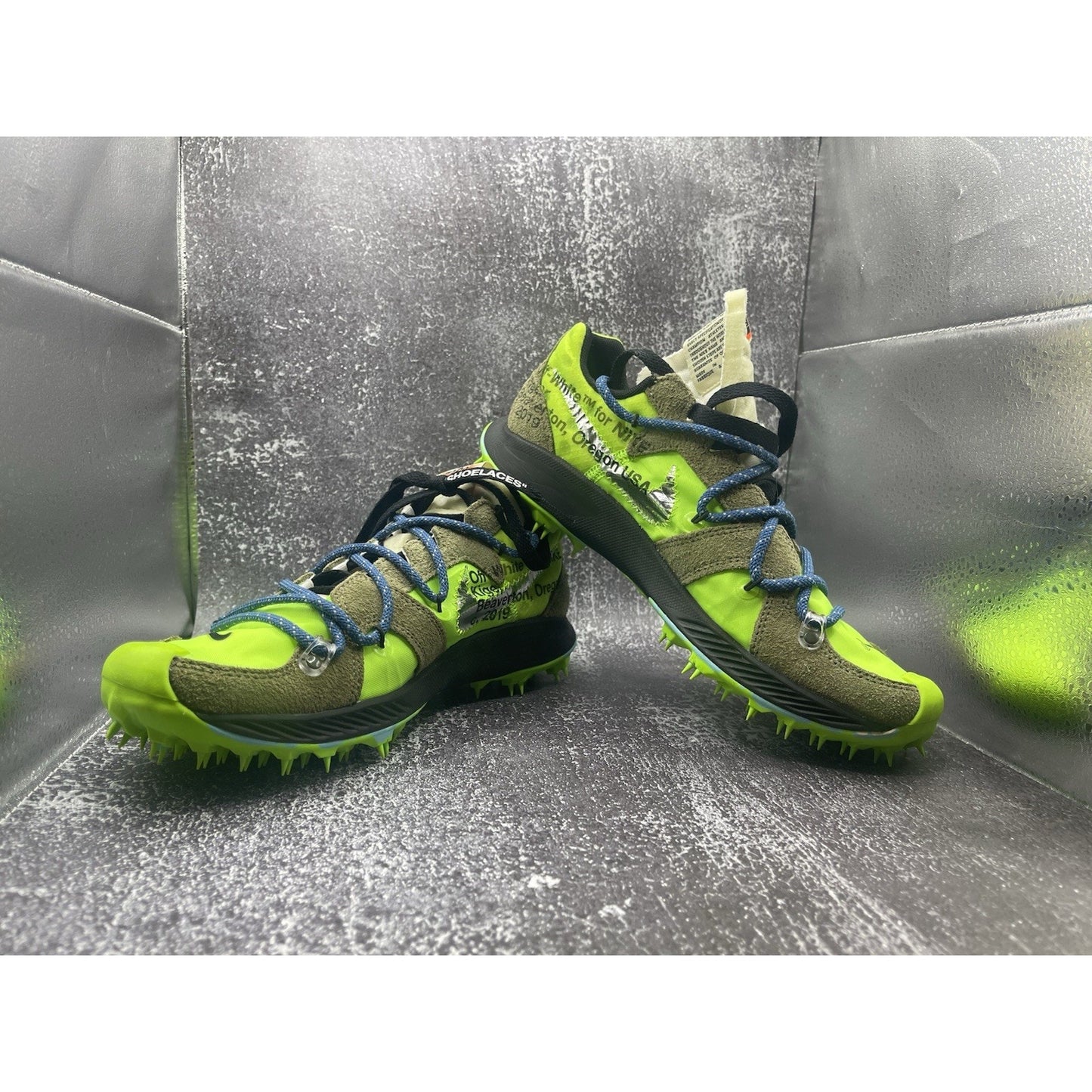 NIKE x OFF-WHITE Waffle Racer Electric Green Size 8W Brand New (Deadsttock)