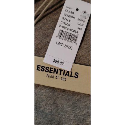 Essential Fear of God 2 Sided Logo Pullover Dark Oatmeal Hoodie Size L
