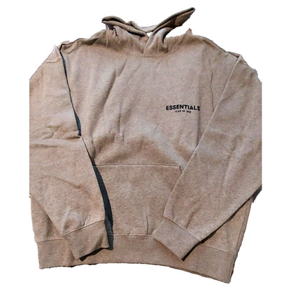 Essential Fear of God 2 Sided Logo Pullover Dark Oatmeal Hoodie Size L