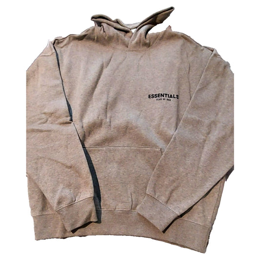 Essential Fear of God 2 Sided Logo Pullover Dark Oatmeal Hoodie Size L