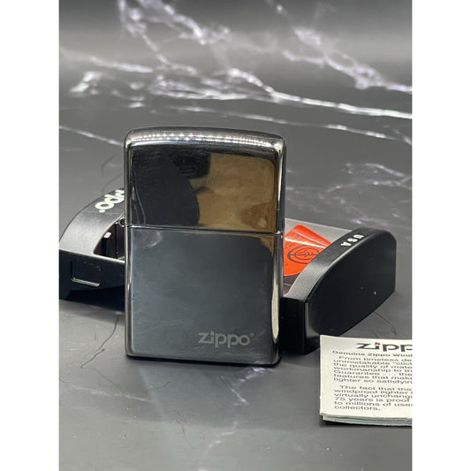 Zippo 150ZL Black Ice Windproof Lighter - Laser Engraved Logo - NIB