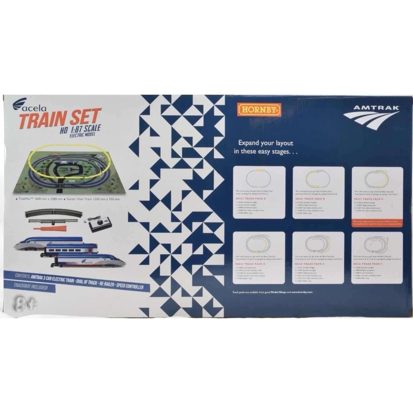Hornby Amtrak Acela High Speed 1:87 HO Gauge Electric Model Train Set R1000T