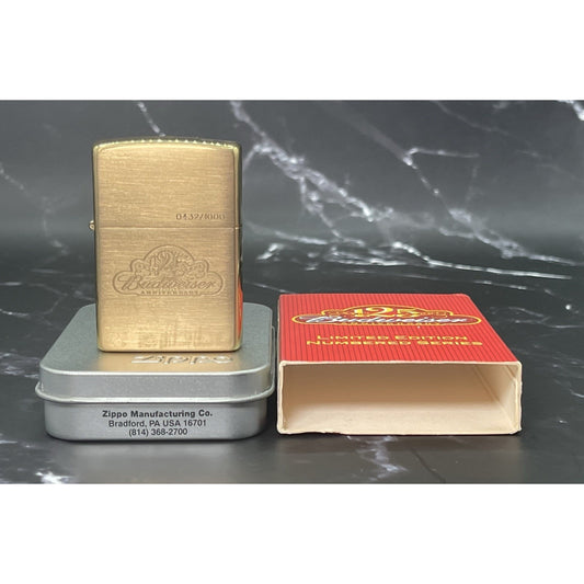 RARE #0001/1000 Budweiser 125th Anniversary Zippo Lighter - 2001 High Polish Bra