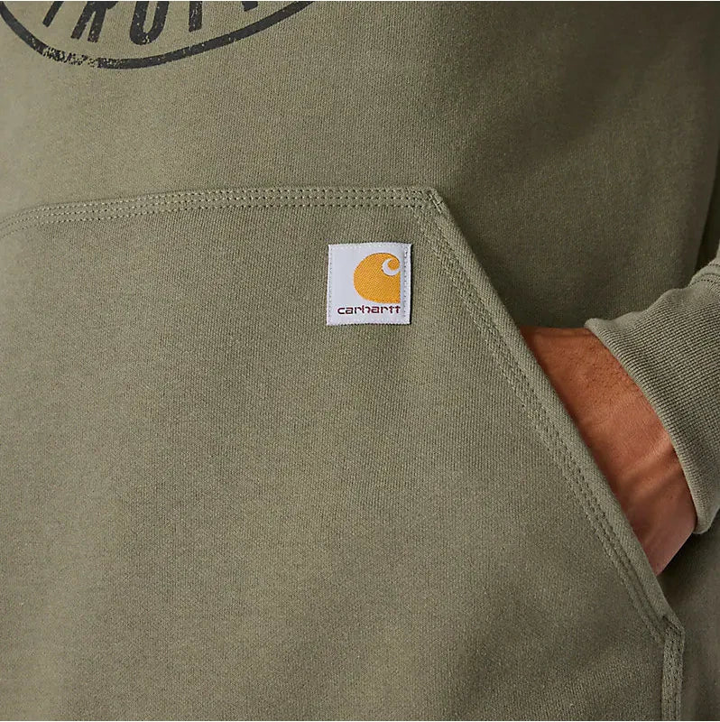 Carhartt Detroit Sweatshirt Mens Small Green Loose fit Workwear Hoodie Midweight