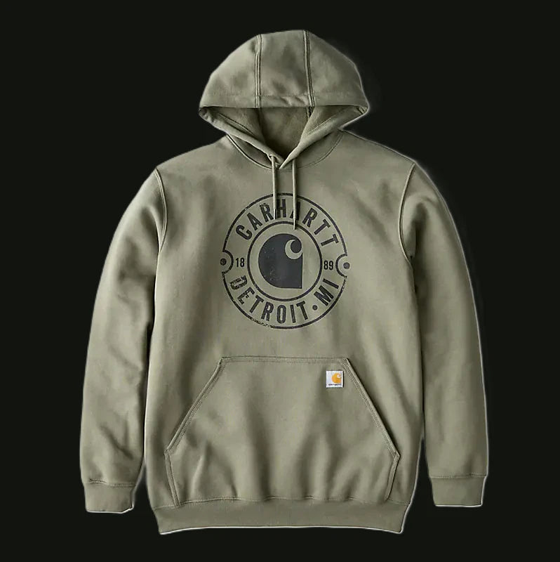 Carhartt Detroit Sweatshirt Mens Small Green Loose fit Workwear Hoodie Midweight