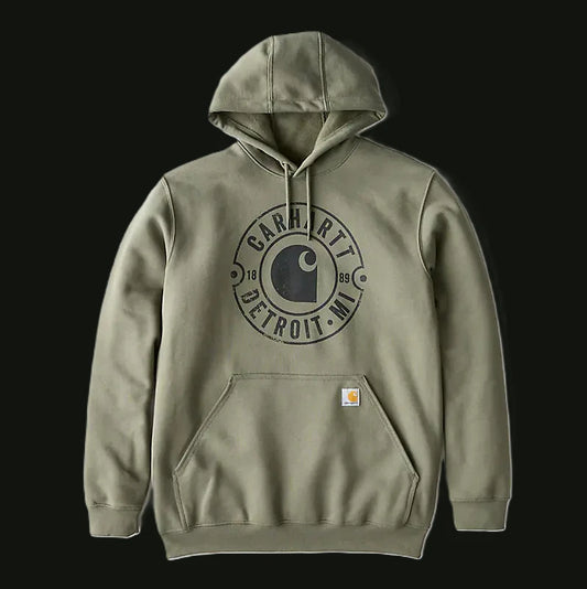 Carhartt Detroit Sweatshirt Mens Small Green Loose fit Workwear Hoodie Midweight